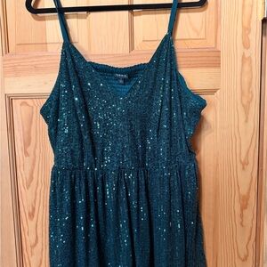 torrid Teal Sequin Spaghetti-Strap Dress